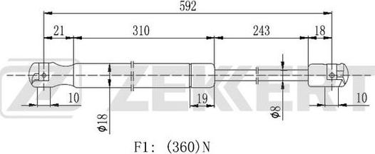 Zekkert GF-2104 - Gāzes atspere, Motora pārsegs ps1.lv