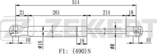 Zekkert GF-2114 - Gāzes atspere, Bagāžas / Kravas nodalījuma vāks ps1.lv