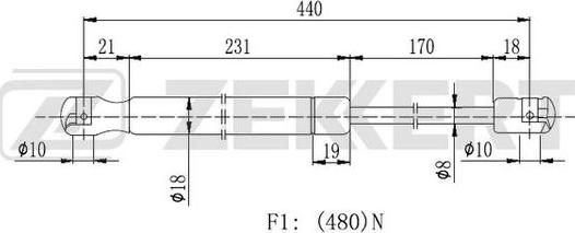 Zekkert GF-2189 - Gāzes atspere, Bagāžas / Kravas nodalījuma vāks ps1.lv