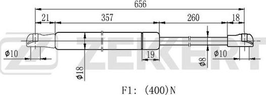 Zekkert GF-2182 - Gāzes atspere, Bagāžas / Kravas nodalījuma vāks ps1.lv