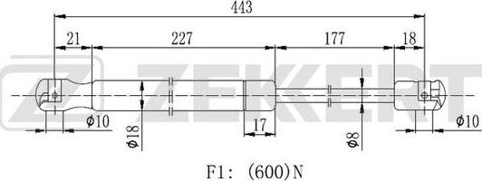 Zekkert GF-2134 - Gāzes atspere, Bagāžas / Kravas nodalījuma vāks ps1.lv