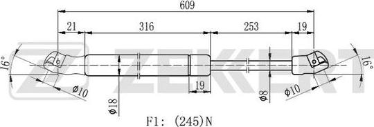 Zekkert GF-2172 - Gāzes atspere, Bagāžas / Kravas nodalījuma vāks ps1.lv