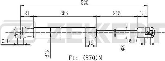 Zekkert GF-2177 - Gāzes atspere, Bagāžas / Kravas nodalījuma vāks ps1.lv