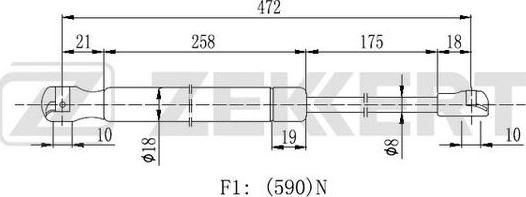 Zekkert GF-2396 - Gāzes atspere, Bagāžas / Kravas nodalījuma vāks ps1.lv