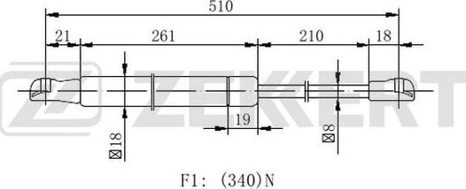 Zekkert GF-2390 - Gāzes atspere, Bagāžas / Kravas nodalījuma vāks ps1.lv