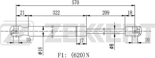 Zekkert GF-2350 - Gāzes atspere, Bagāžas / Kravas nodalījuma vāks ps1.lv