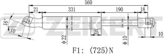 Zekkert GF-2333 - Gāzes atspere, Bagāžas / Kravas nodalījuma vāks ps1.lv