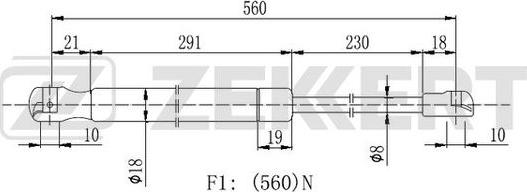 Zekkert GF-2322 - Gāzes atspere, Bagāžas / Kravas nodalījuma vāks ps1.lv