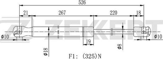 Zekkert GF-2291 - Gāzes atspere, Bagāžas / Kravas nodalījuma vāks ps1.lv