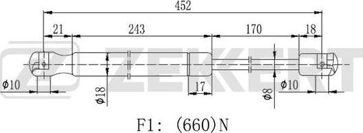 Zekkert GF-2242 - Gāzes atspere, Bagāžas / Kravas nodalījuma vāks ps1.lv