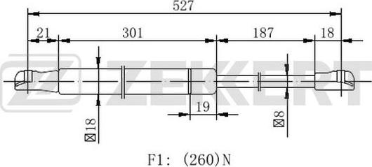 Zekkert GF-2257 - Gāzes atspere, Motora pārsegs ps1.lv