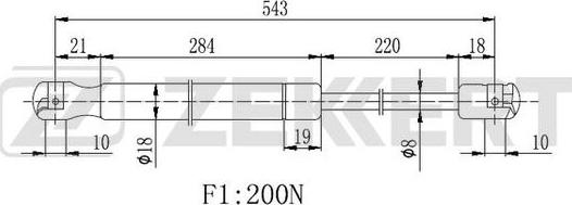 Zekkert GF-2261 - Gāzes atspere, Aizmugurējais stikls ps1.lv