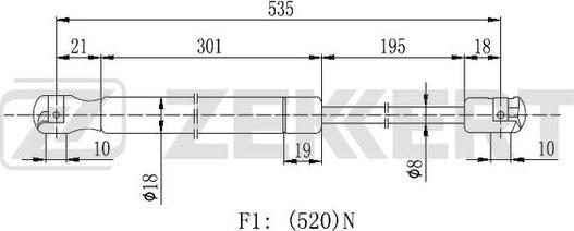 Zekkert GF-2205 - Gāzes atspere, Bagāžas / Kravas nodalījuma vāks ps1.lv