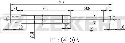 Zekkert GF-2203 - Gāzes atspere, Bagāžas / Kravas nodalījuma vāks ps1.lv