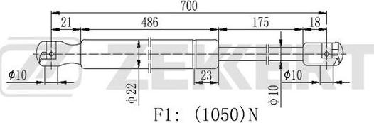 Zekkert GF-2213 - Gāzes atspere, Bagāžas / Kravas nodalījuma vāks ps1.lv