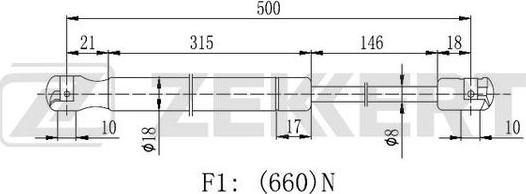 Zekkert GF-2231 - Gāzes atspere, Bagāžas / Kravas nodalījuma vāks ps1.lv