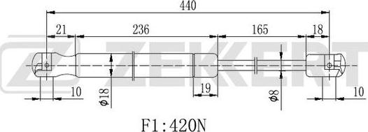 Zekkert GF-2224 - Gāzes atspere, Bagāžas / Kravas nodalījuma vāks ps1.lv