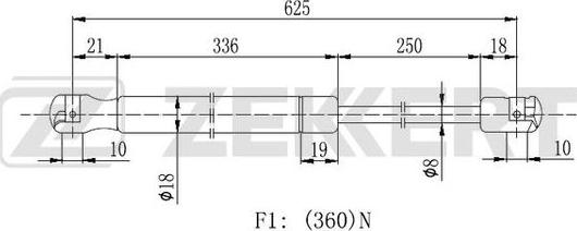 Zekkert GF-2220 - Gāzes atspere, Bagāžas / Kravas nodalījuma vāks ps1.lv