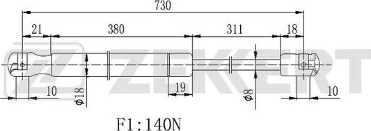 Zekkert GF-2279 - Gāzes atspere, Motora pārsegs ps1.lv