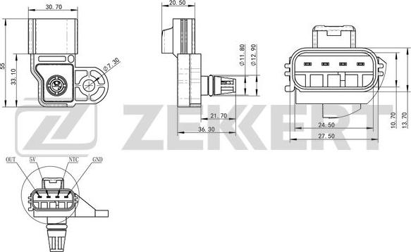 Zekkert SE-1046 - Devējs, Spiediens ieplūdes traktā ps1.lv