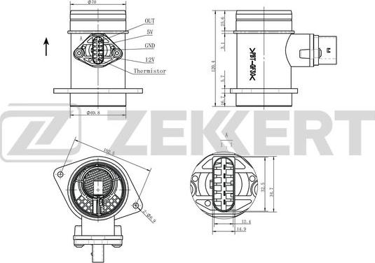 Zekkert SE-1069 - Devējs, Spiediens ieplūdes traktā ps1.lv