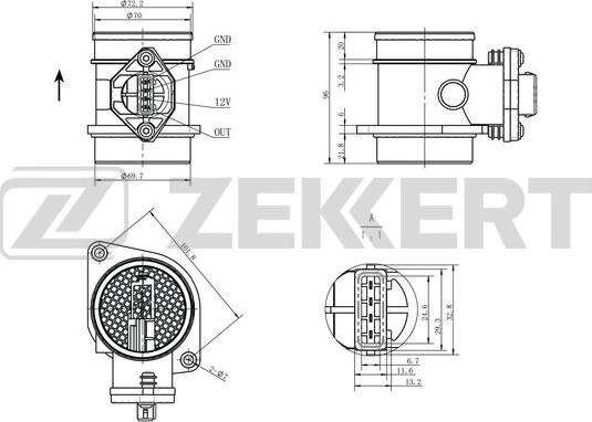 Zekkert SE-1060 - Devējs, Spiediens ieplūdes traktā ps1.lv