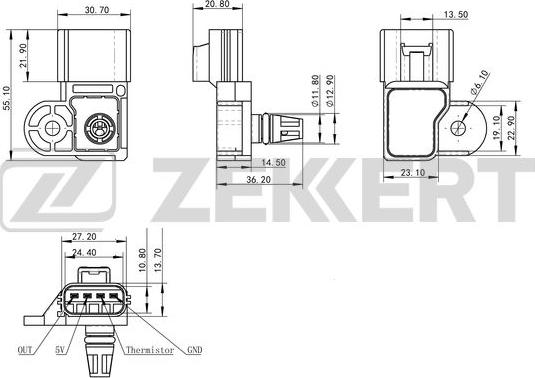 Zekkert SE-1032 - Devējs, Spiediens ieplūdes traktā ps1.lv