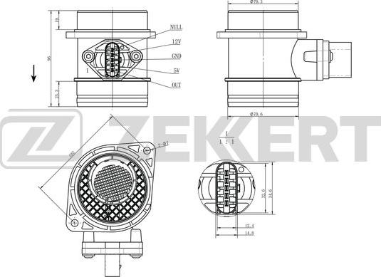 Zekkert SE-1070 - Devējs, Spiediens ieplūdes traktā ps1.lv