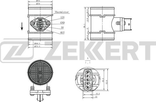 Zekkert SE-1100 - Devējs, Spiediens ieplūdes traktā ps1.lv