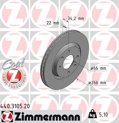 Zimmermann 440.3105.20 - Bremžu diski ps1.lv