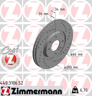 Zimmermann 440.3106.52 - Bremžu diski ps1.lv