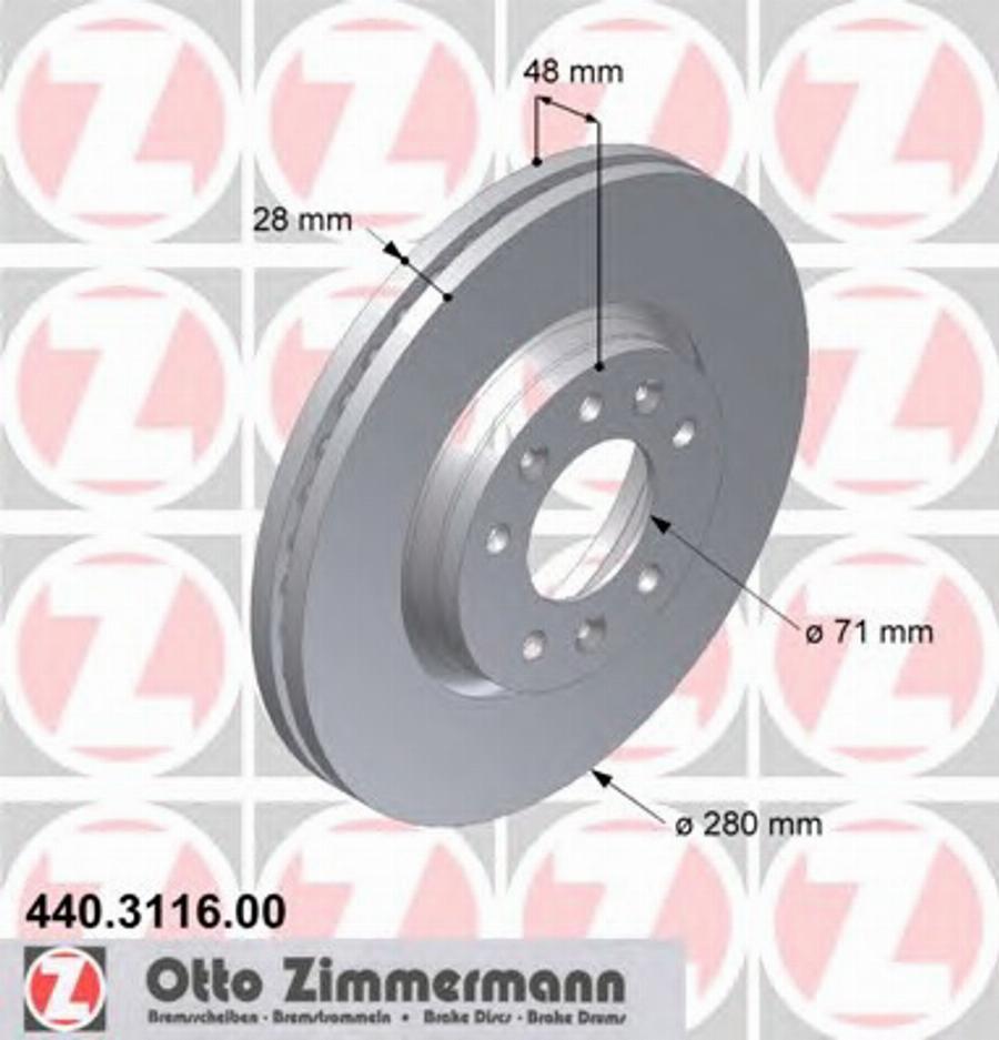 Zimmermann 440.3116.00 - Bremžu diski ps1.lv