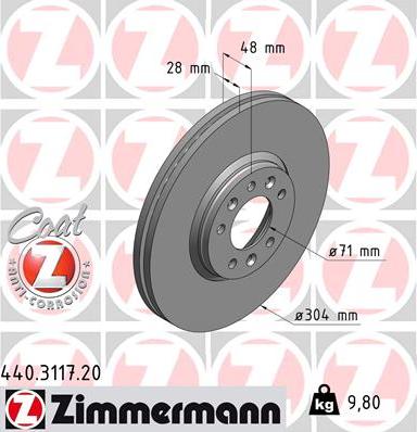 Zimmermann 440.3117.20 - Bremžu diski ps1.lv