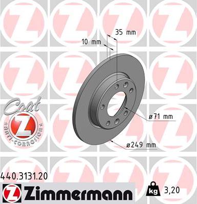 Zimmermann 440.3131.20 - Bremžu diski ps1.lv