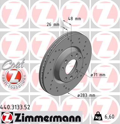 Zimmermann 440.3133.52 - Bremžu diski ps1.lv