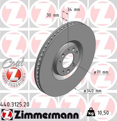 Zimmermann 440.3125.20 - Bremžu diski ps1.lv