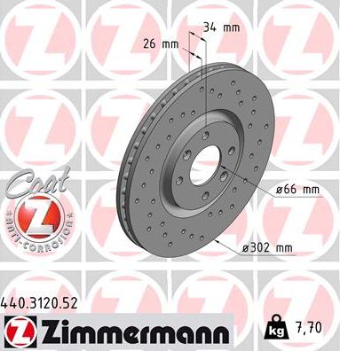 Zimmermann 440.3120.52 - Bremžu diski ps1.lv