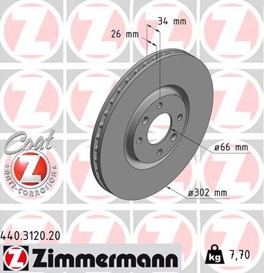 Zimmermann 440.3120.20 - Bremžu diski ps1.lv