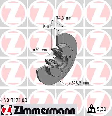 Zimmermann 440.3121.00 - Bremžu diski ps1.lv