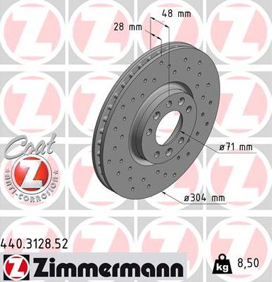 Zimmermann 440.3128.52 - Bremžu diski ps1.lv