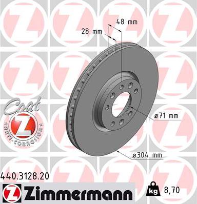 Zimmermann 440.3128.20 - Bremžu diski ps1.lv