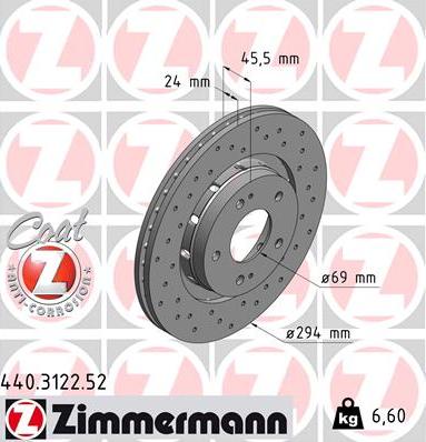 Zimmermann 440.3122.52 - Bremžu diski ps1.lv