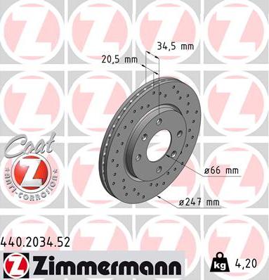 Zimmermann 440.2034.52 - Bremžu diski ps1.lv