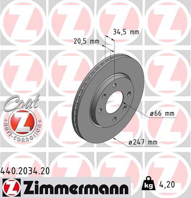 Zimmermann 440.2034.20 - Bremžu diski ps1.lv