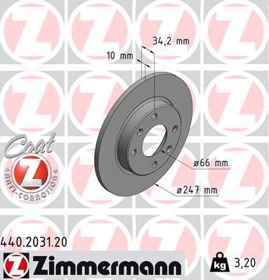 Zimmermann 440.2031.20 - Bremžu diski ps1.lv