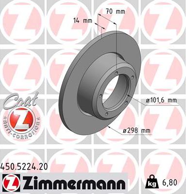 Zimmermann 450.5224.20 - Bremžu diski ps1.lv