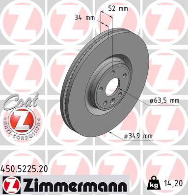 Zimmermann 450.5225.20 - Bremžu diski ps1.lv