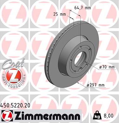 Zimmermann 450.5220.20 - Bremžu diski ps1.lv