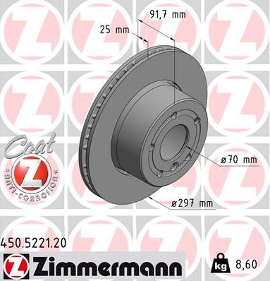 Zimmermann 450.5221.20 - Bremžu diski ps1.lv