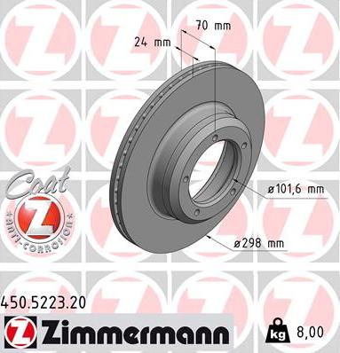 Zimmermann 450.5223.20 - Bremžu diski ps1.lv